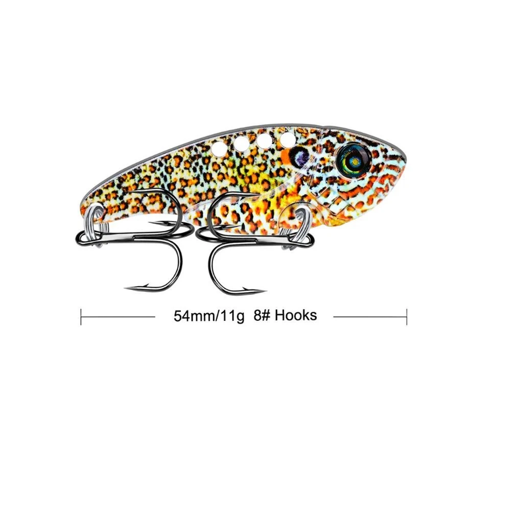 1Pcs Metal VIB Lures 54mm 11g vivid Vibrations Spoon Lure Fishing bait Bass Artificial Hard Bait Cicada lure 3D Eyes | Спорт и
