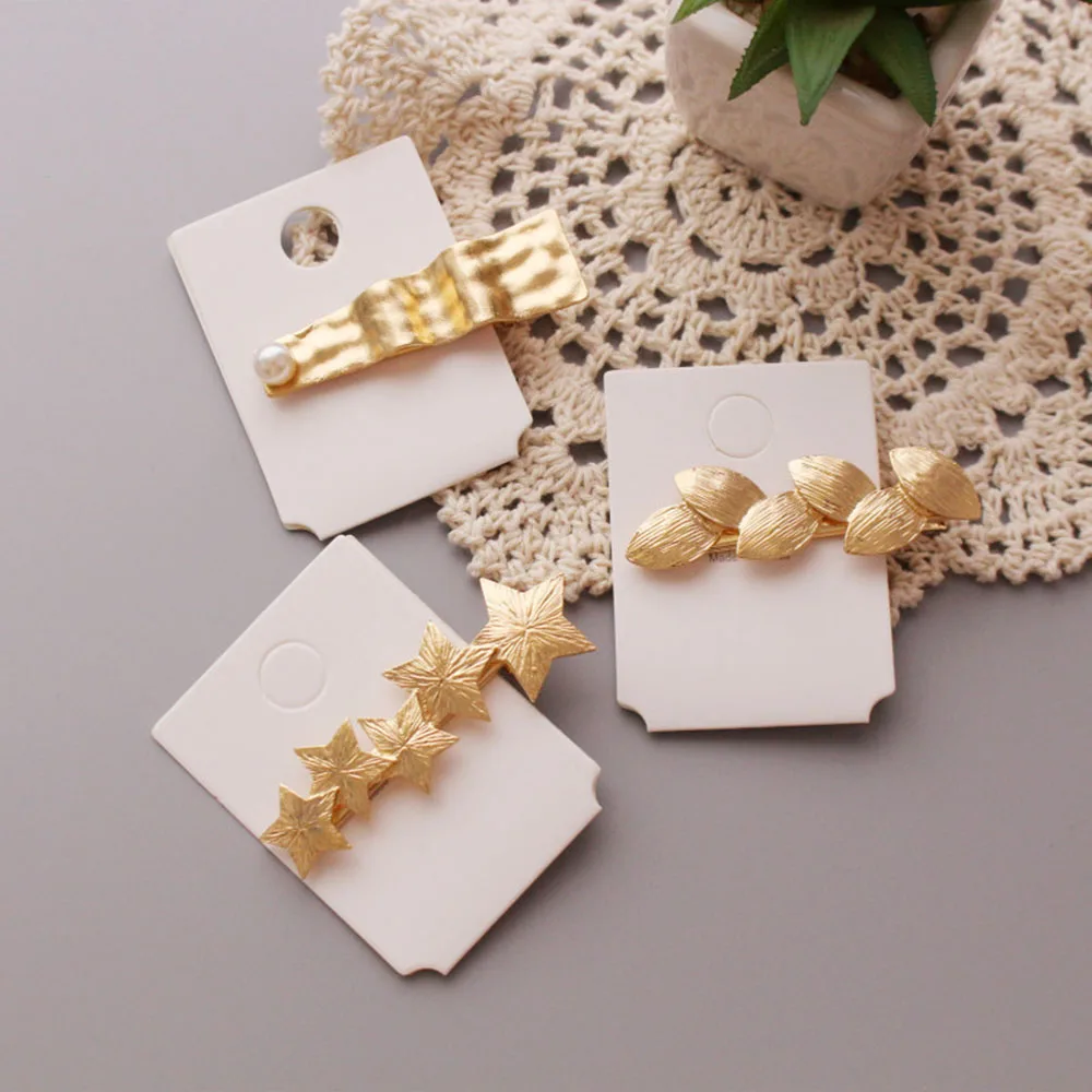 

4Pcs/set Korea Pearl Metal Hair Clip Star Geometric Hairpin Barrette Gold Color Hairgirps Headwear Hair Accessories Styling Tool
