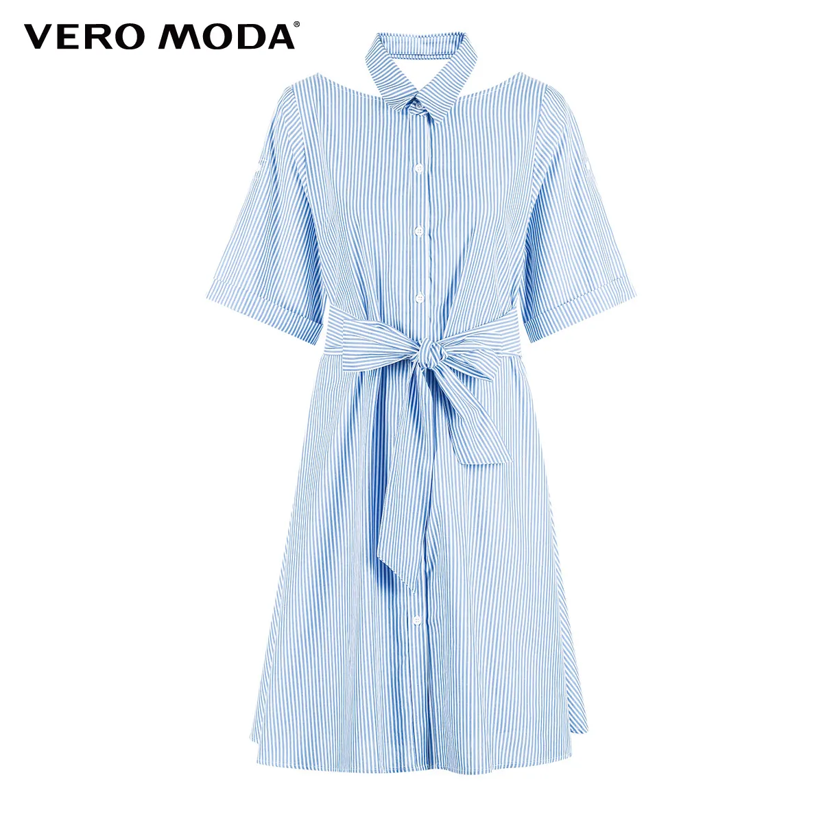 Vero Moda Полосатое платье-рубашка с короткими рукавами и вырезом лодочкой | 31836Z505