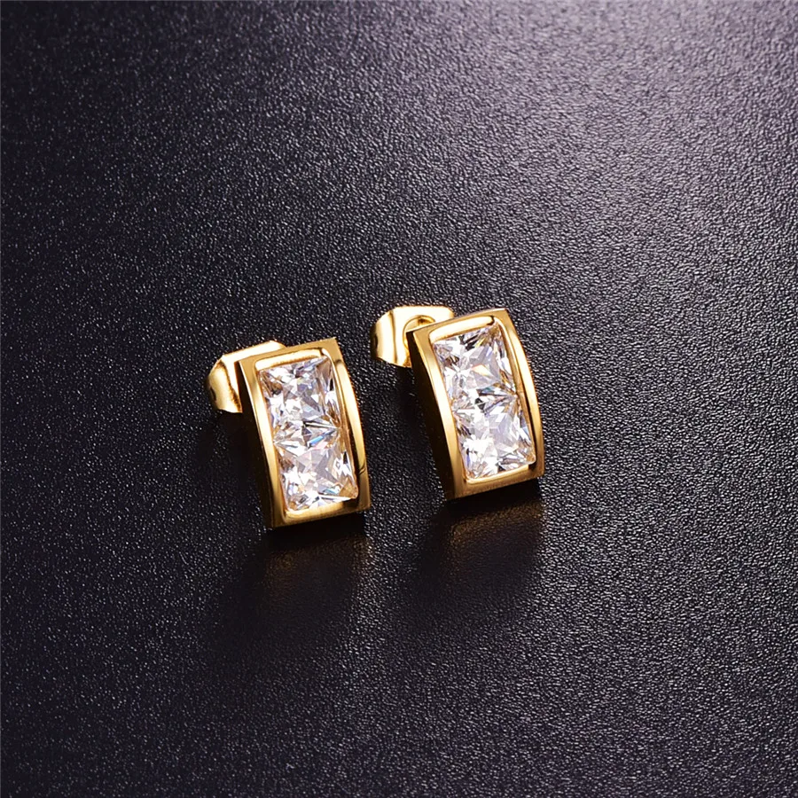 Женские серьги для пирсинга Martick Серьги серебряного цвета с квадратными