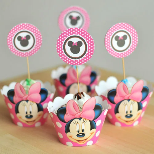 И 24 шт. Прекрасный Микки Маус Фильм кекс ботворезы выбирает украшения рождения