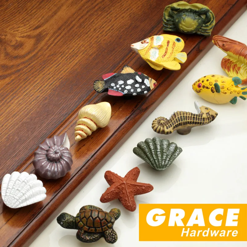 Рыба океан Морской Пальто ручка из смолы пасторальная детская мебель для дома