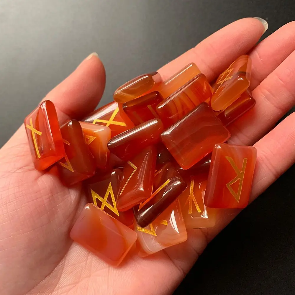 Натуральный камень руны символ викингов нордика амулет набор Divination Carnelian