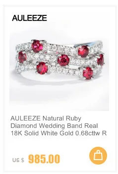 AULEEZE настоящее кольцо из белого золота 18 К с рубином и бриллиантом 0.65ct, натуральный рубин, Женское кольцо, драгоценный камень, ювелирное изделие