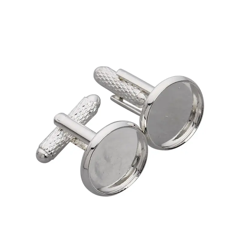 

10pcs/lot Silver Color Cufflink Base Setting Blanks 14mm for Trays Back Bezel Cabochon Cameo Base DIY Jewelry Fittings F3171