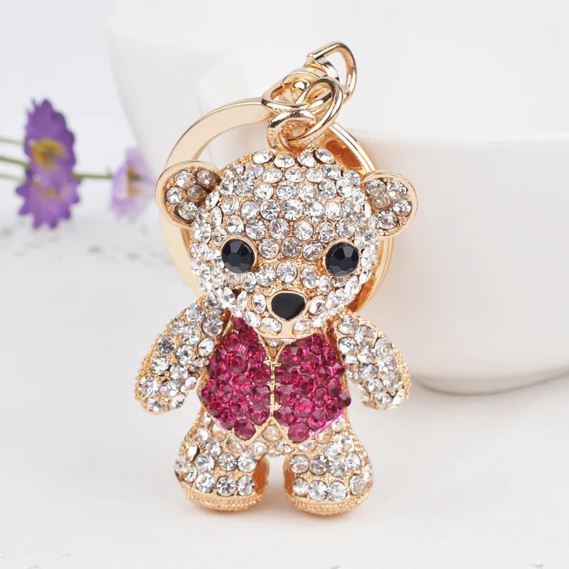 Korean full diamond alloy Keychain bear girl fashion bag ornaments exquisite pendant hot on behalf of Taobao | Багаж и сумки