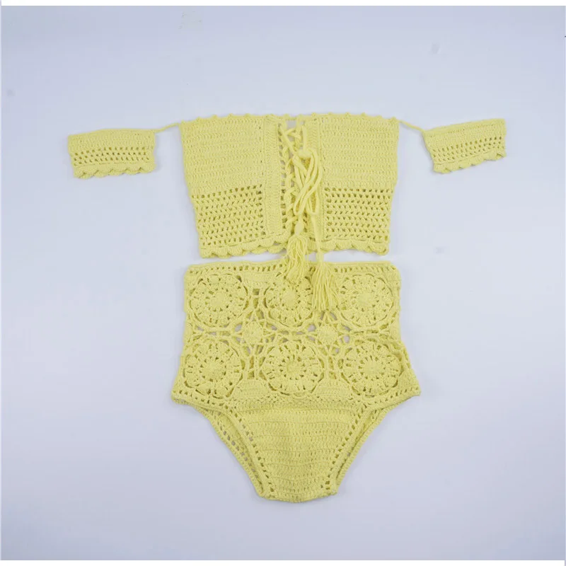 FS женское ручное вязание крючком Slash шеи купальный костюм с открытыми плечами