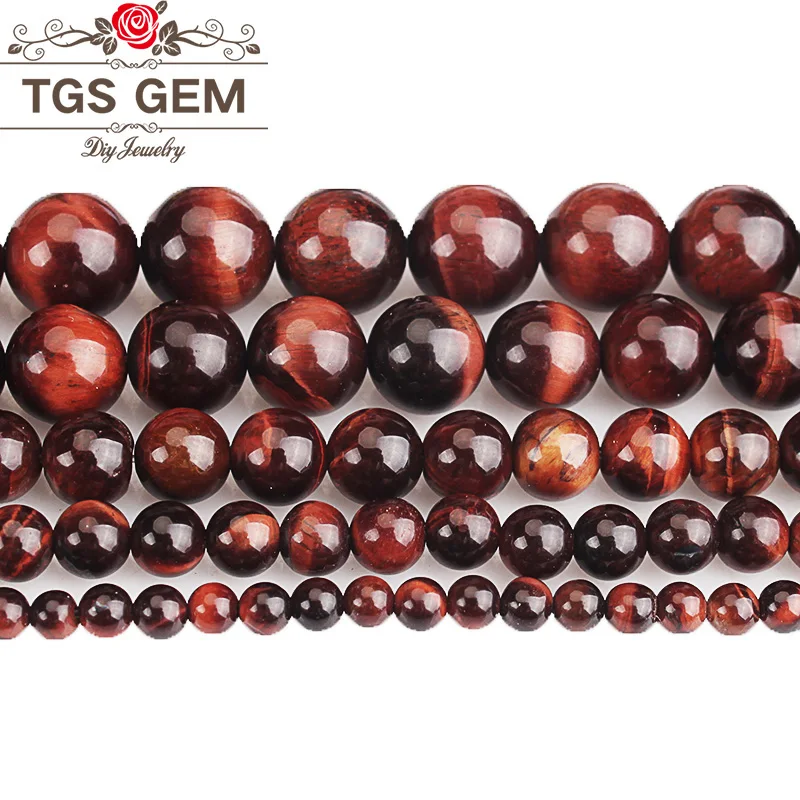 Beads Natural Stone Red Tiger Eye Round Loose 4 6 8 10 12 14 16 18mm DIY For Bracelet Necklace Earrings Jewelry Making | Украшения и