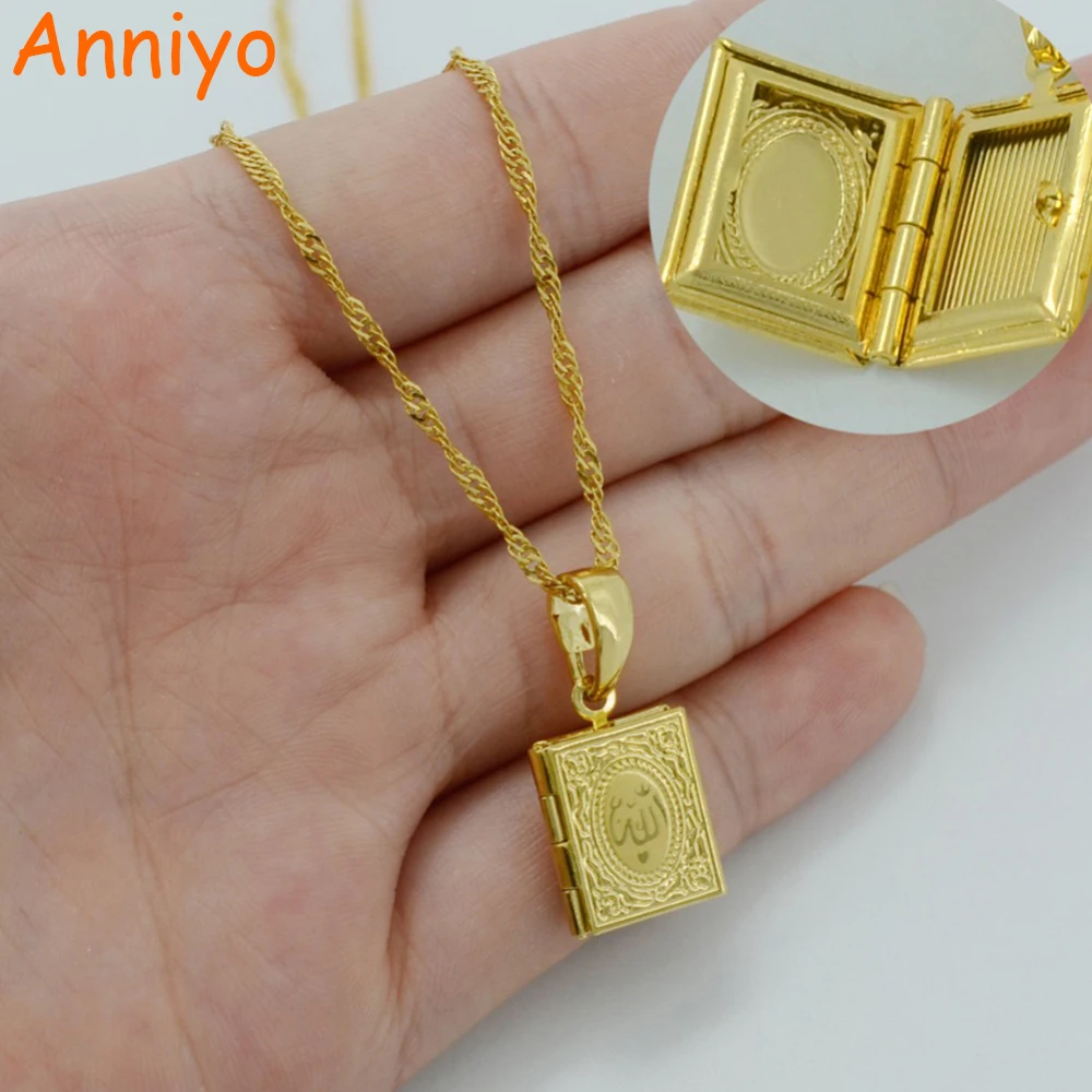 Маленькие ожерелья Anniyo для женщин/девушек подвеска Аллах золотого цвета
