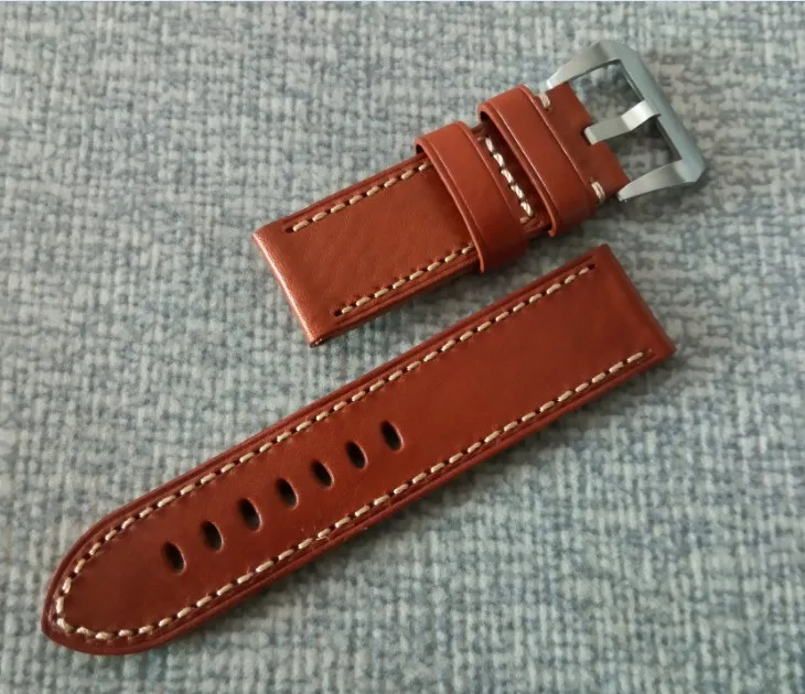 26 мм Высококачественный коричневый ремешок для часов из коровьей кожи с пряжкой