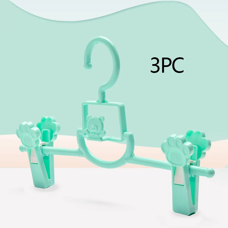Green-T-3pc Милые детские вешалки, утолщенные прочные пластиковые выдвижные Детские полки для одежды, вешалка для сушки детей с героями мультфильмов, без следов, нескользящая вешалка - Цвет: Green-T-3pc