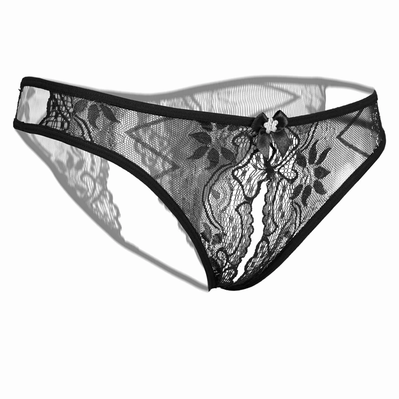 AIIOU Women Sexy Lace Thong Panties Erotic See Through Transparent Hollow Out  Embroidery Women Low Waist Thongs Underwear Pants