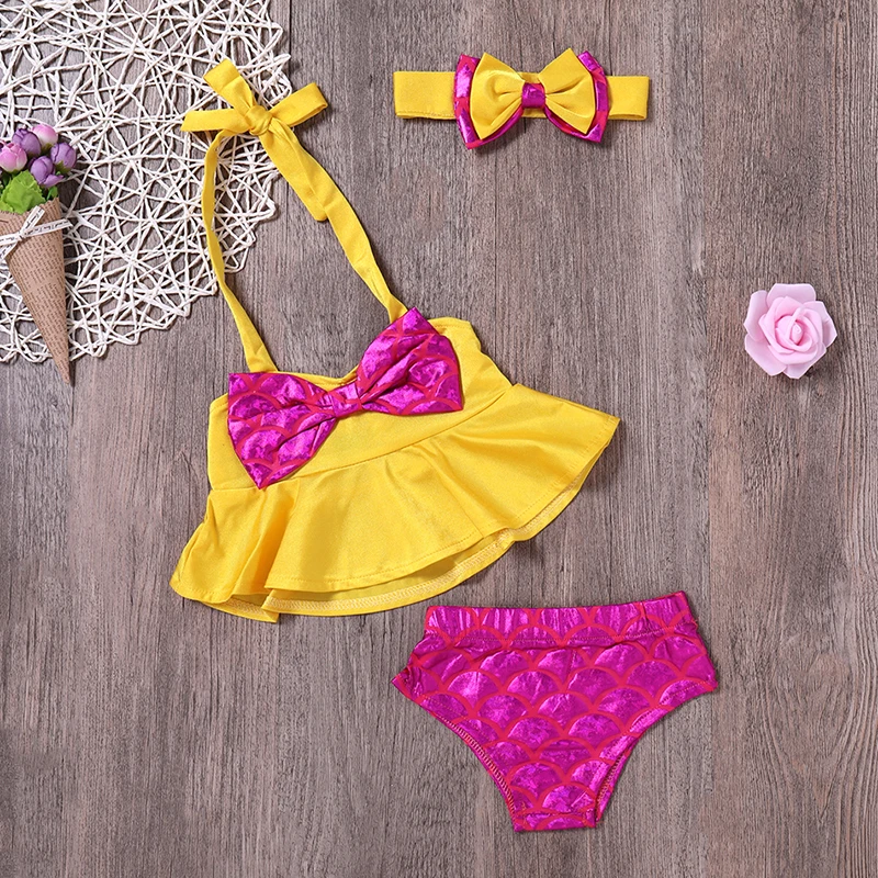 2019 лето для новорожденных девочек Купальники Двойка купальники бикини купальный