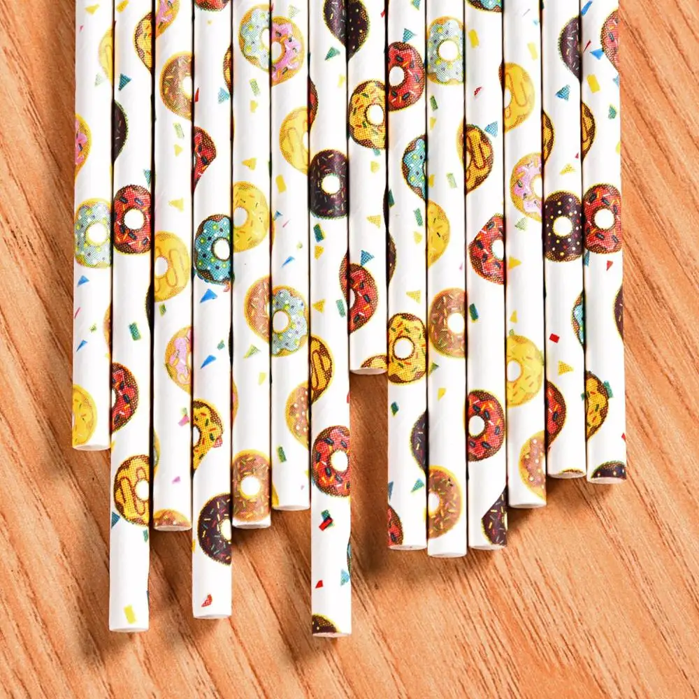 25 шт. бумажные соломинки с пончиками на день рождения пончики вечерние