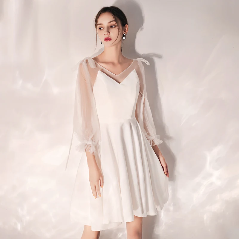 Женское коктейльное мини-платье SSYfashion белое элегантное вечернее платье с