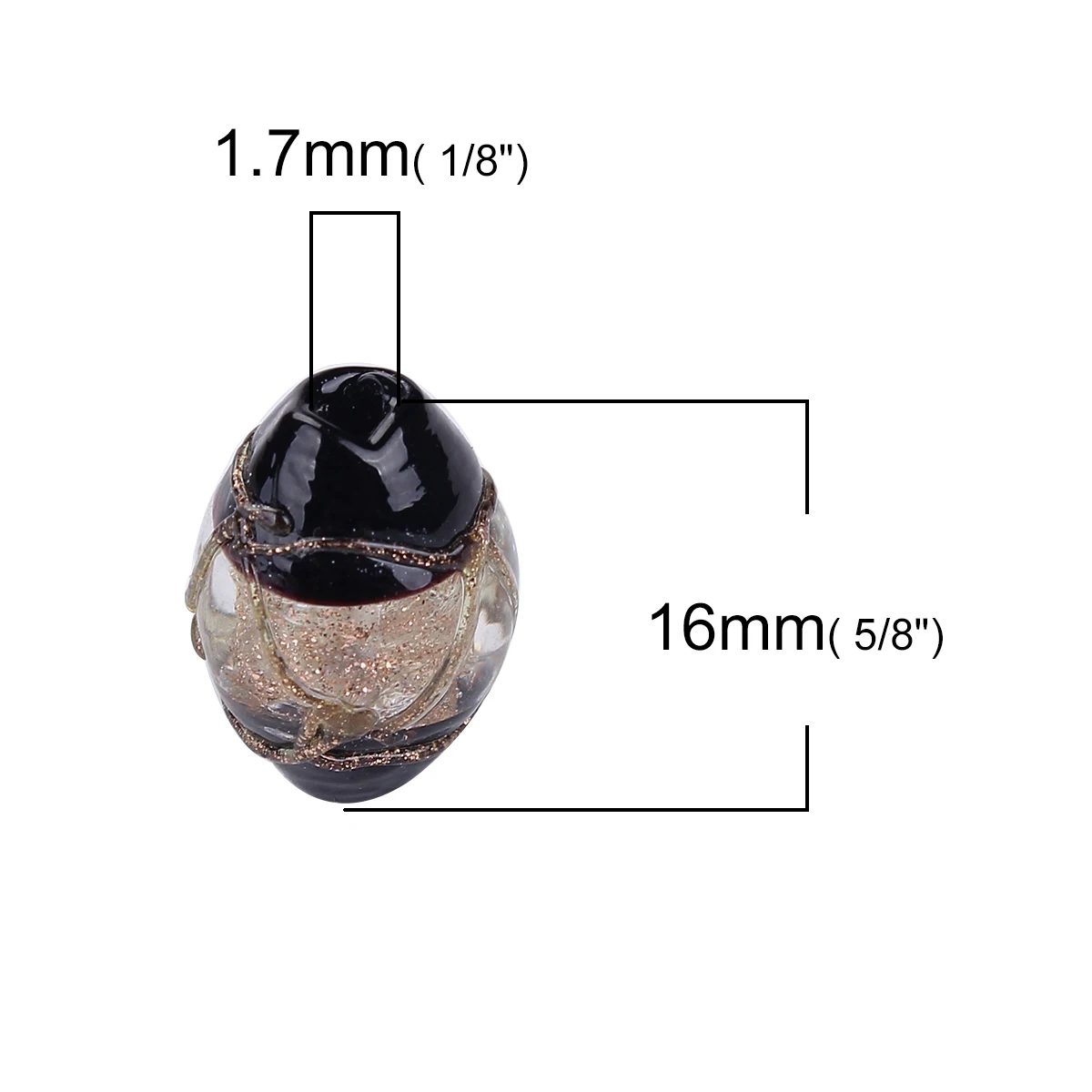 Стеклянные бусины Lampwork овальные черно-белые блестки около 17 мм(5/") х 11 мм(3/8"), отверстие: Приблизительно 2 мм, 10 шт - Цвет: 2