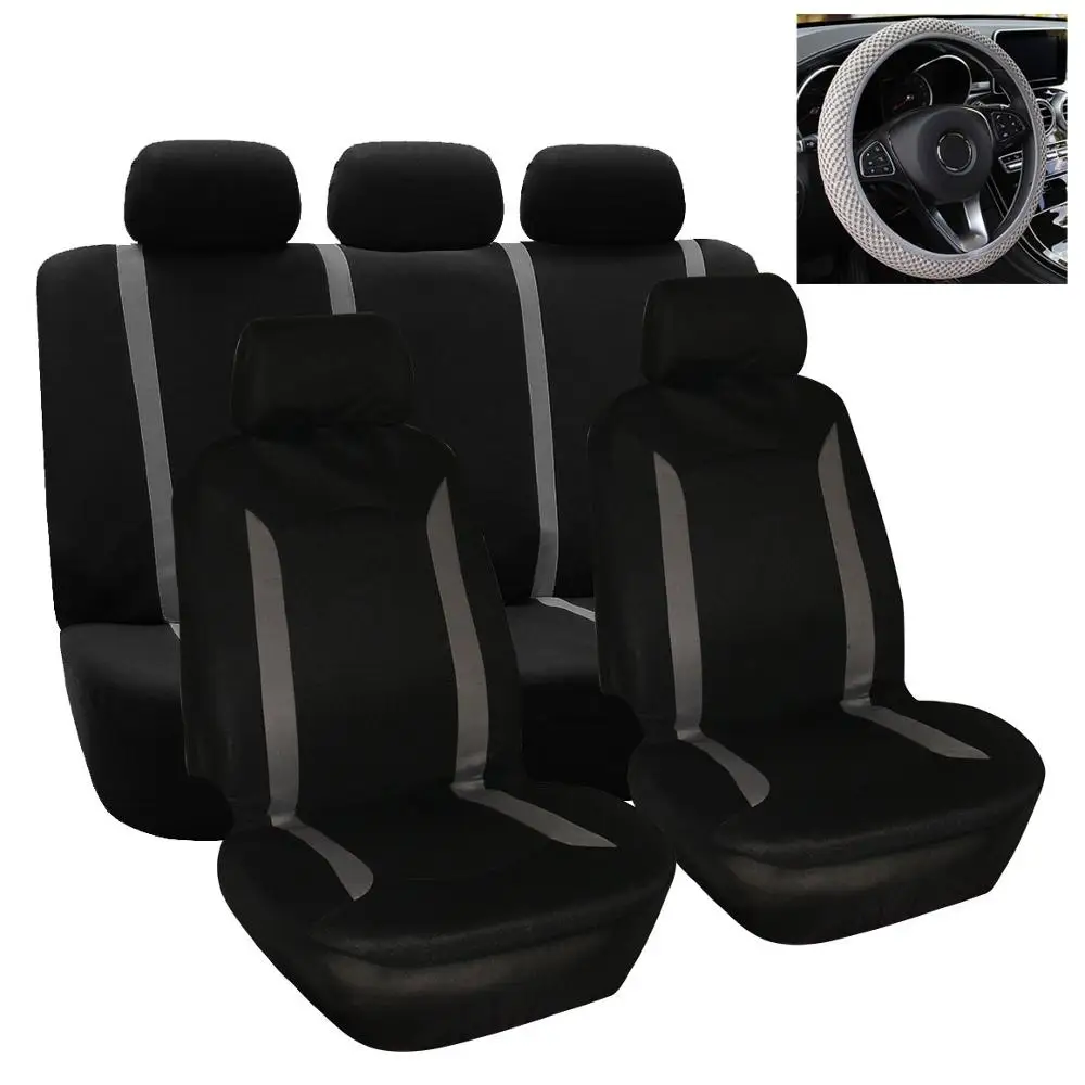 5 Seats Beige Black Новые автомобильные чехлы для сидений Универсальные высококачественные четырехсезонные автомобильные протектор подушки сиденья пылезащитные чехлы для сидений - Название цвета: 5 Seats Beige Black
