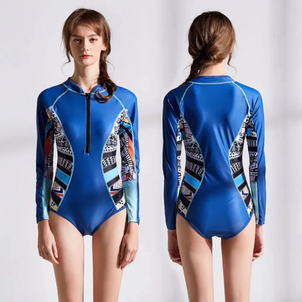 2019 одежда с длинным рукавом Рашгард Для женщин для купания и серфинга цветочные