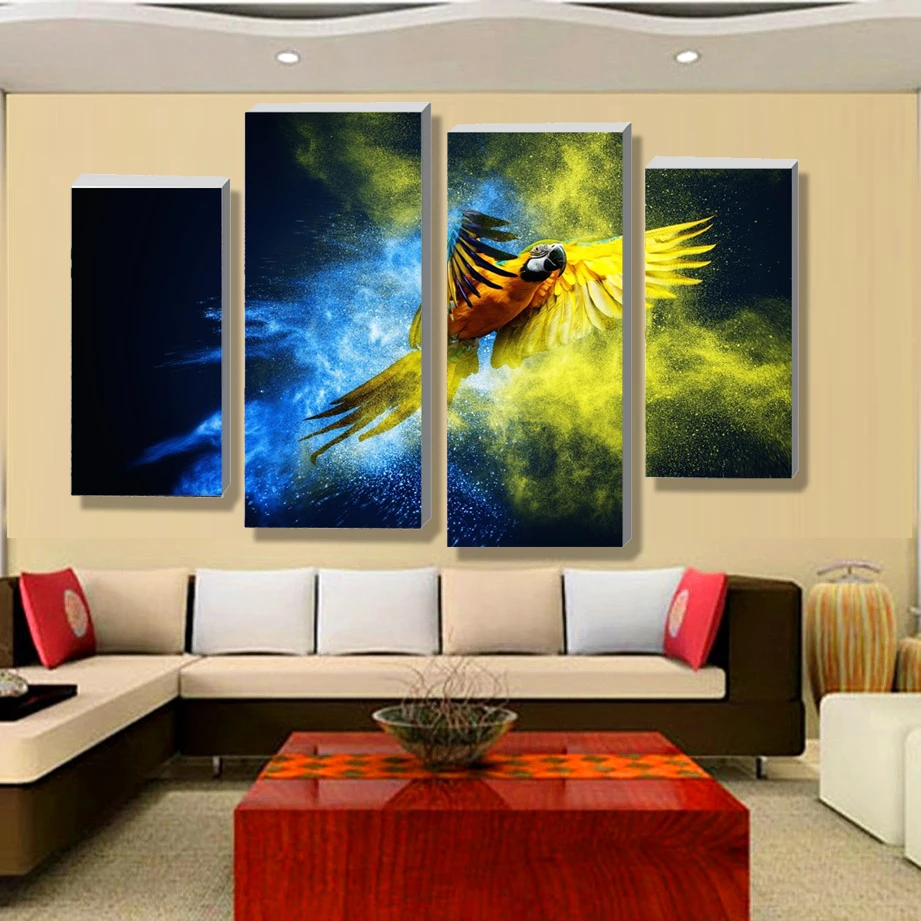 4 Панель наборы Красивый водопад пейзажная живопись цветы современные картины на