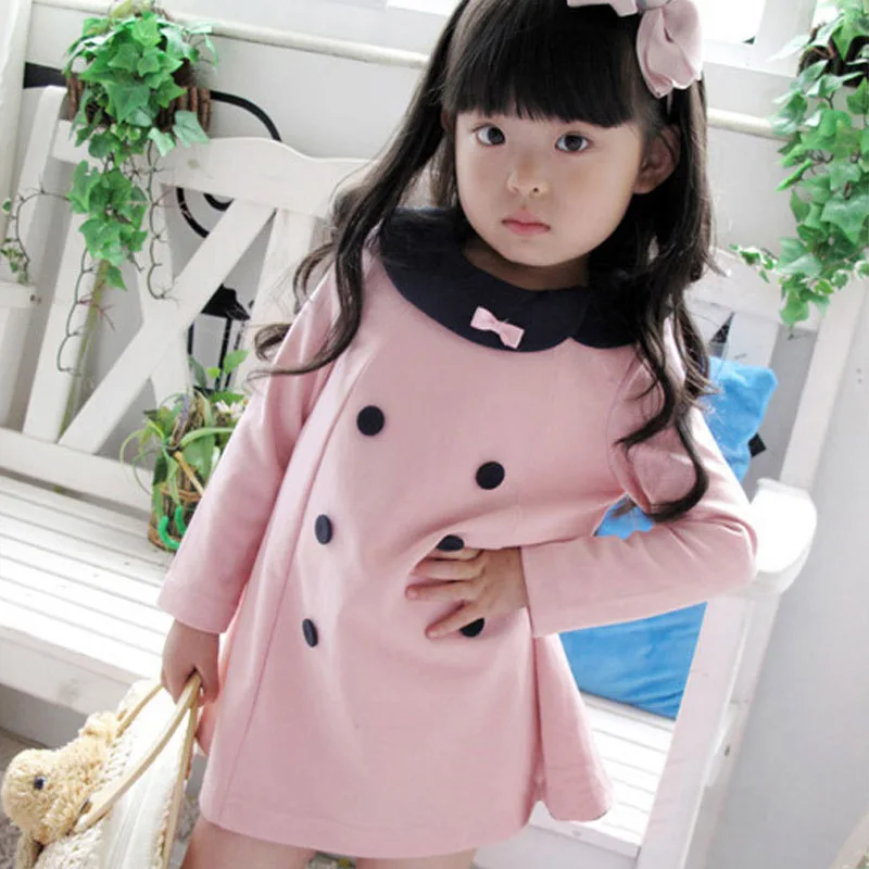 Высококачественная детская одежда новинка демисезонное двубортное платье для