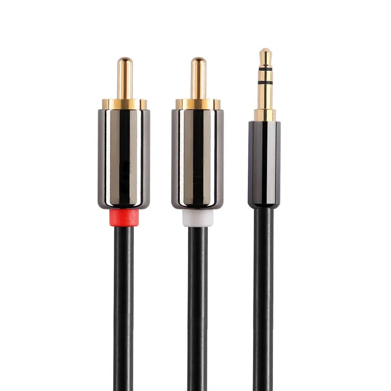 Позолоченный 3 5 мм Aux папа к 2RCA мужской аудио вспомогательный стерео Y сплиттер
