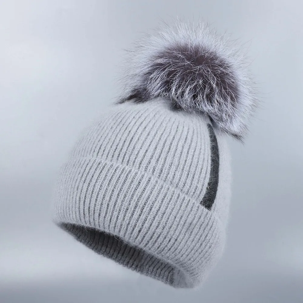 Женская зимняя шапка с помпоном из лисьего меха|autumn winter hat|winter hatwomen beanies |