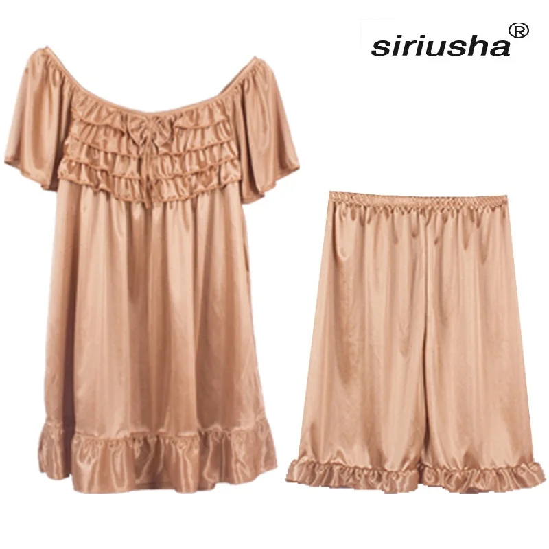 

2020 New Pyjamas Women And Summer Pajamas Shorts Suit Large Size Can Wear 100 Kg Three Kinds Of Collars Different Styles S68
