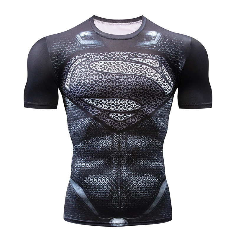 Мужская футболка для бега с коротким рукавом Superman Rashgard футбола компрессионные