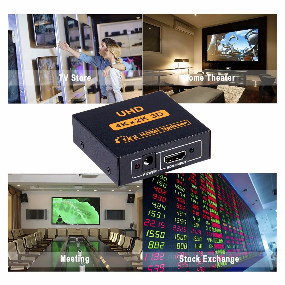 HD 4K HDMI разветвитель 1X2 порта 3D UHD 1080p 4K* 2K видео HDMI Коммутатор HDMI 1 вход 2 Выход концентратор повторитель усилитель