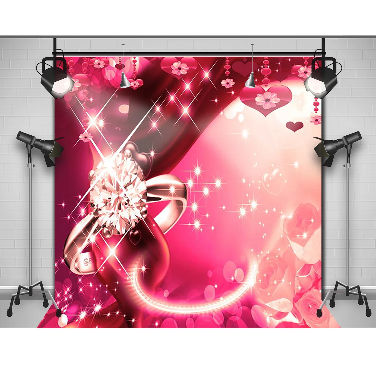 Allenjoy фотографическое фон Романтической любви сияющий бриллиантовое кольцо