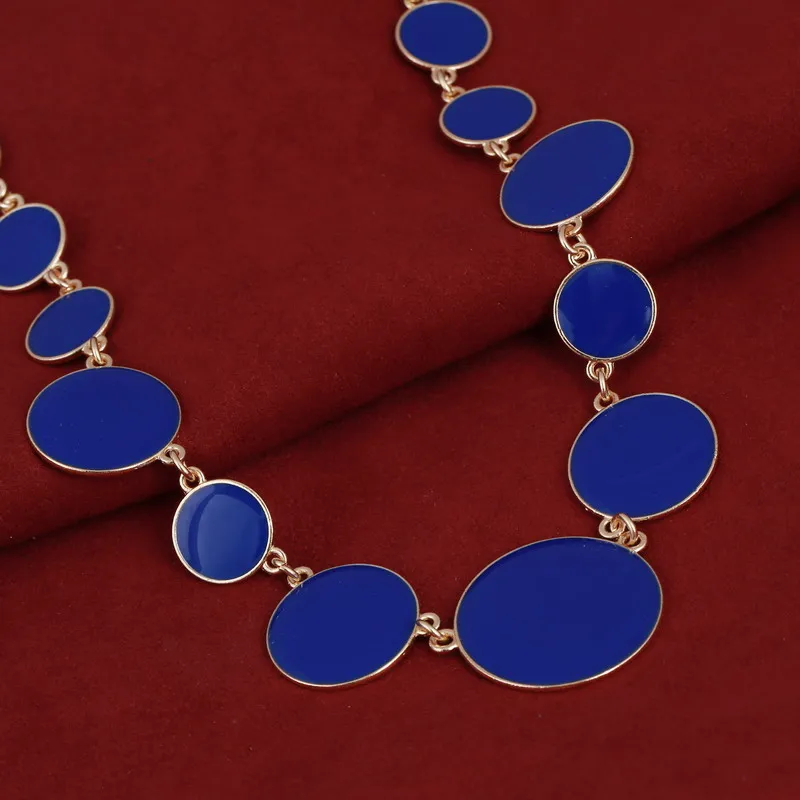 Изящный темно синий набор украшений для женщин позолоченная цепочка ожерелье 2