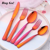 2030pcs stainless steel luxury cutlery set orange red flatware sets rainbow gold knife salad fork teaspoon tableware set c181