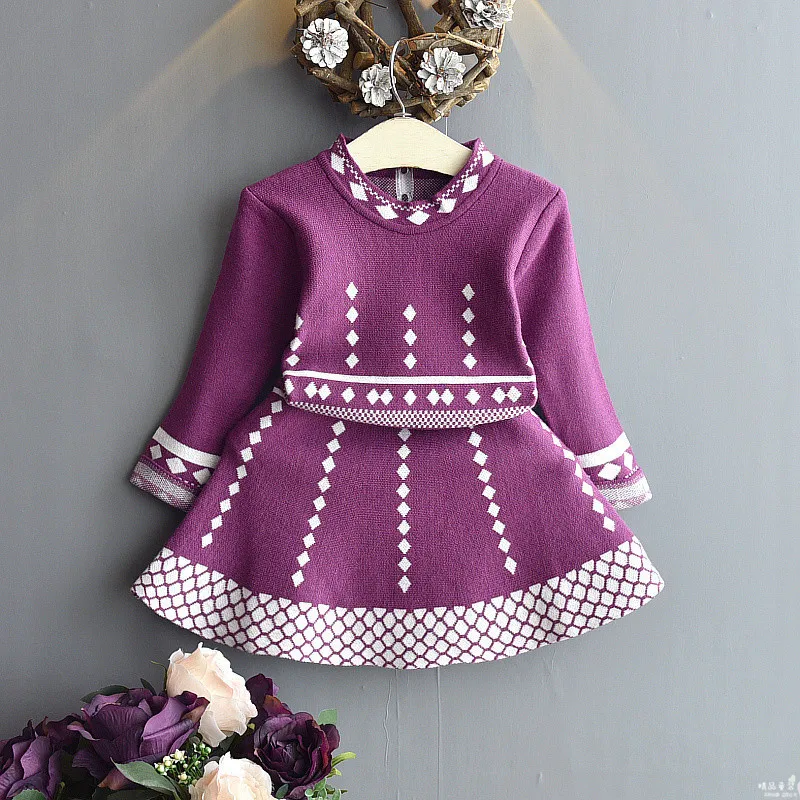 Girls Autumn Winter Sweater Dresses Long Sleeve Red Knit Birthday Party Dress Children's Princess Costume Baby Kids Clothes 2-6Y | Детская