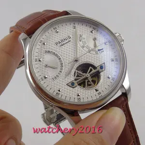 Мужские часы с автоматическим механизмом и застежкой из натуральной кожи, 43 мм