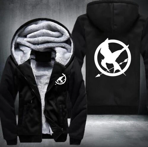 The Hunger Games флисовая зимняя мужская толстовка с капюшоном мужская Толстовка огненный Феникс Упражнение фильм толстовка одежда уличная одежда большого размера - Цвет: hei