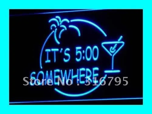 

i090 ITS 5:00 SOMEWHERE MARGARITA LED Neon Light Bar Light Signs On/Off Switch 20+ Colors 5 Sizes