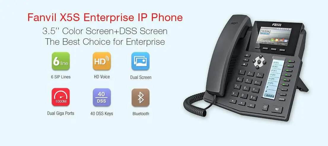 Fanvil X5S корпоративный IP телефон 3," DSS экран 6SIP линии SIP телефон+ DSS модуль расширения Поддержка Bluetooth с USB Dongle