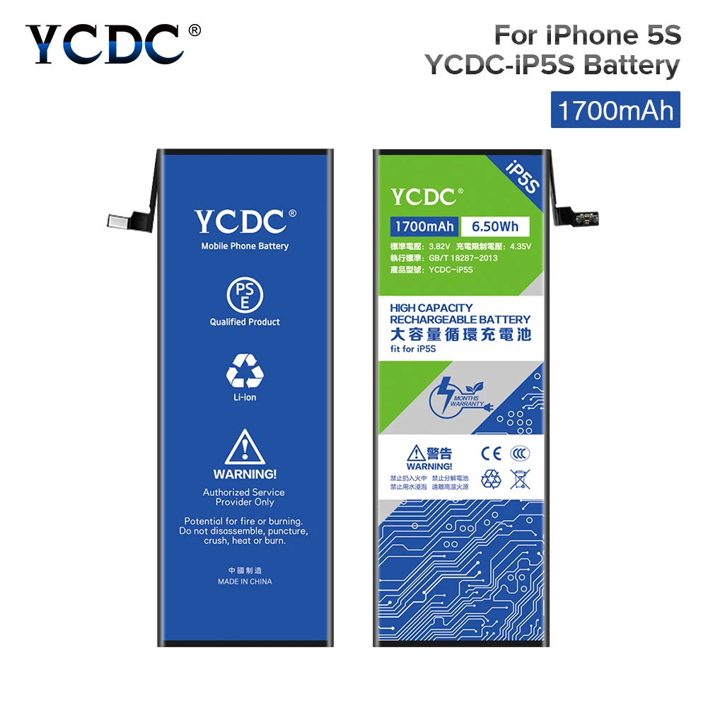 Батарея YCDC для iPhone литий полимерная батарея 5C 5S реальная емкость 3 8 В 1700 мАч