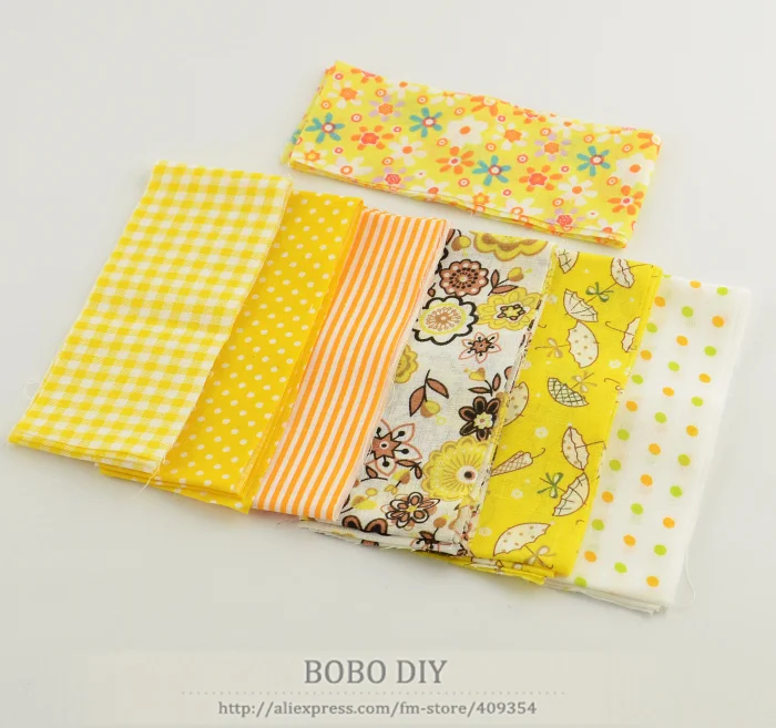 7 шт./лот желейные рулоны тканевые полоски швейный текстиль желтые наборы