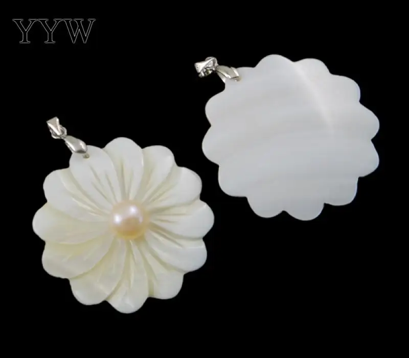 _ 1 шт. подвески из натурального пресноводного жемчуга с белой ракушкой