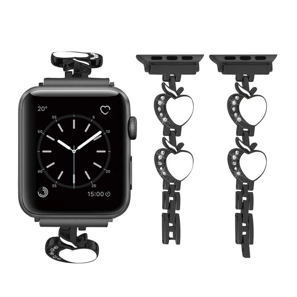 Браслет звеньевой для Apple Watch Band 4/3 38 мм 44 браслет iWatch 42 40 блестящий ручной работы