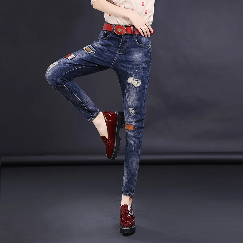 Fashion women jeans mid waist Korean style stretch denim boyfriend for skinny harem pants SY833 |
