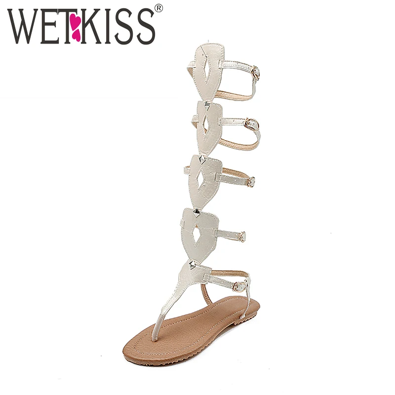 WETKISS/Новинка 2018 года летние женские босоножки из искусственной кожи на плоской