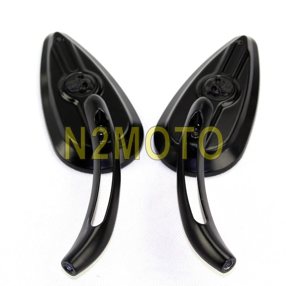 Мотоциклетное хромированное зеркало заднего вида с черным черепом алюминиевые
