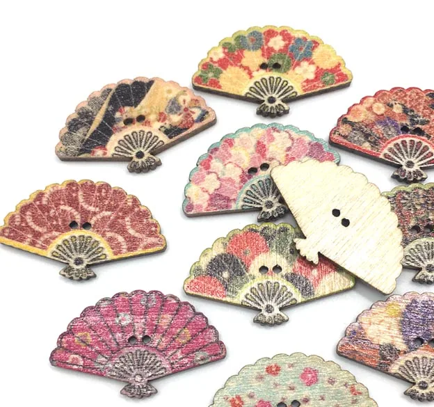 Free Shipping 30pcs 30x19mm Two Holes Wood Sewing Scrapbooking Buttons Fan Shape Mixed Randomly Kids' Craft | Дом и сад