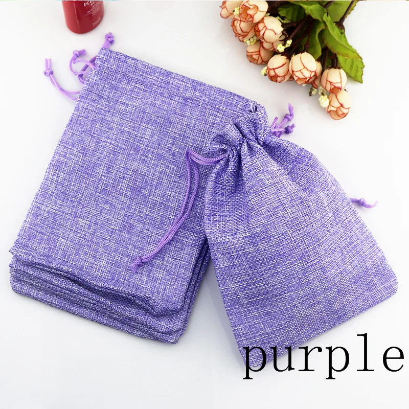 

10pcs 15x20cm Purple Color Jute Bag burlap Drawstring Bags Candy Gift Beads Jewelry Bags For Storage/ Wedding Decoration