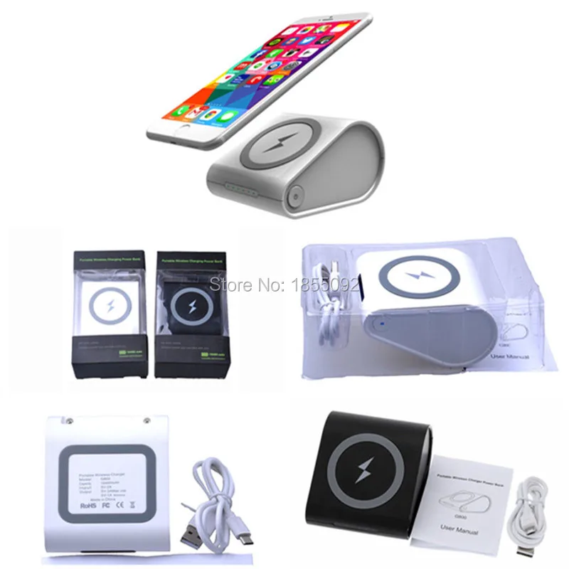 Sinegen New QI Wireless Charger 10000mah Power Bank for Samsung S6 iPhone 6 Nokia LG+USB Port+Stand Fuction Rechargeable Battery | Мобильные