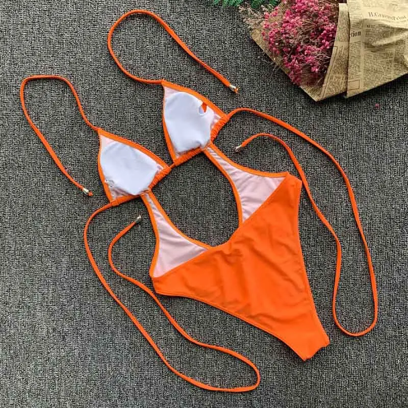 Женский цельный купальник пуш ап Одноцветный с вырезами монокини 2019|Комбинезоны|