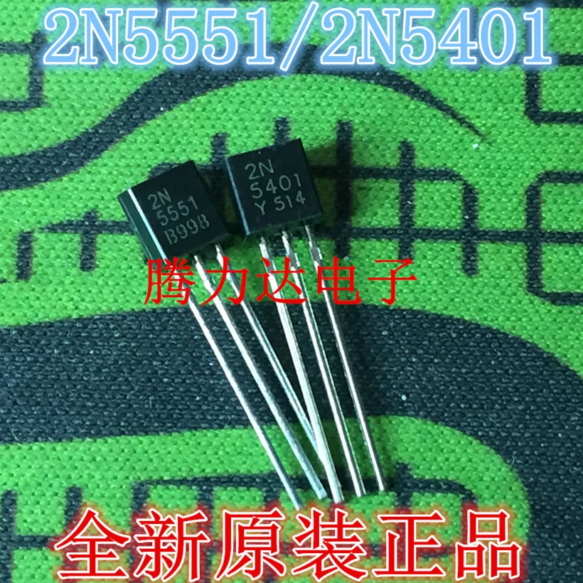 100 шт. Бесплатная доставка 2N5551 2N5401 5551 5401 TO-92 (50 шт. * 2N5401 + 50 шт. * 2N5551) биполярные транзисторы-BJT PNP Gen Pr Amp