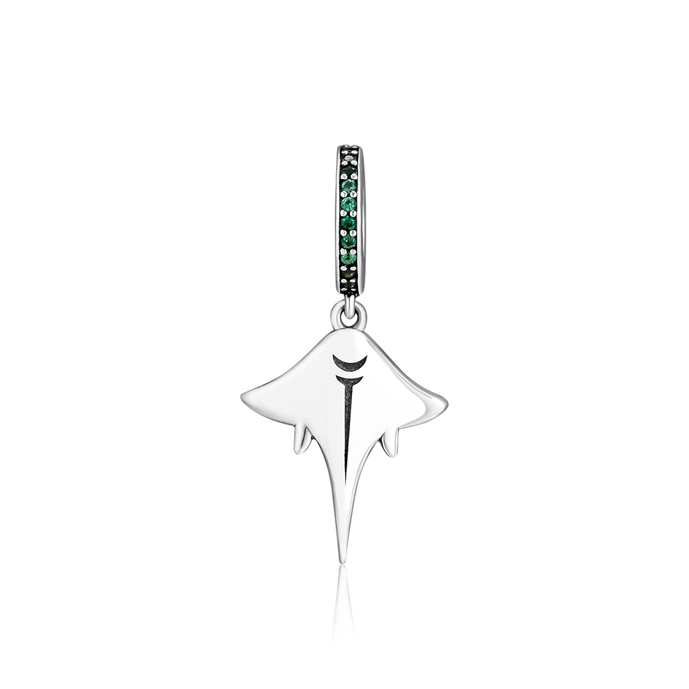 Подвеска Davil Rays Fandola из стерлингового серебра 925 пробы Mobul Oceanic Charm зеленый CZ Fit